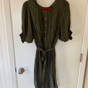 Anthropologie Dark Green Long Sleeve Dress